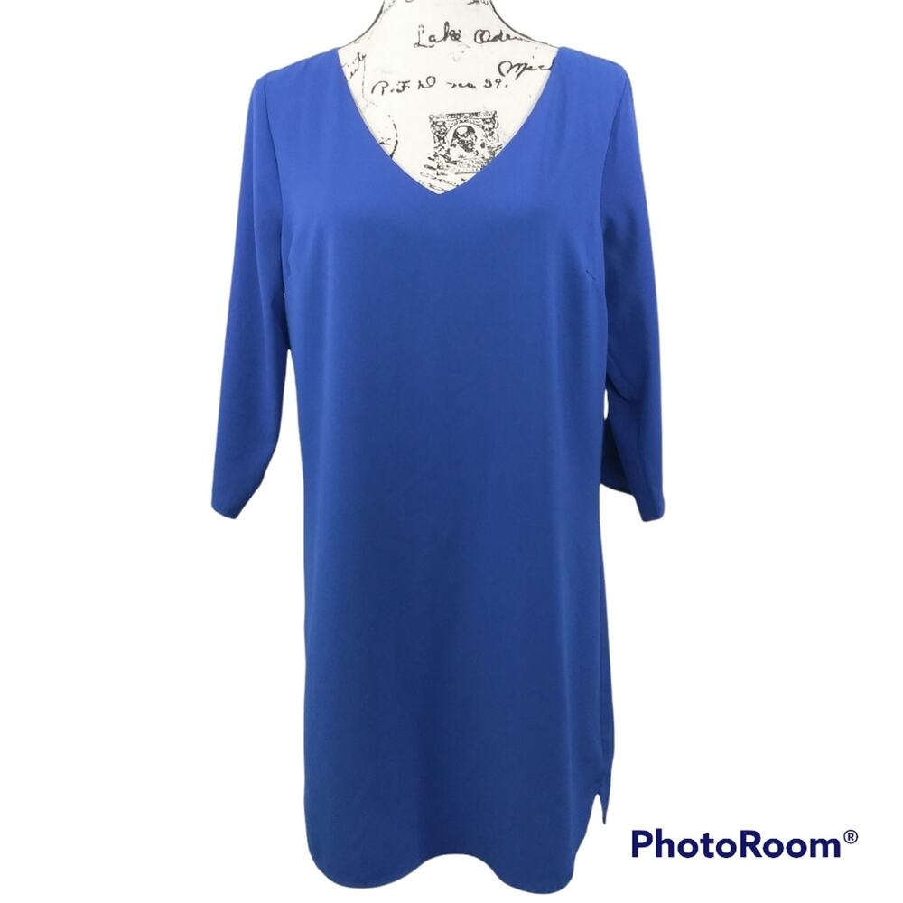 Skies Are Blue Pop Over V Neck Sheath Dress Strappy Back Size M